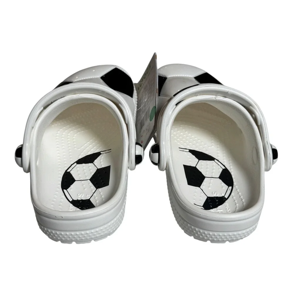 Crocs Classic Soccer Ball Clog Kids Toddler Size C9 White Black MWR